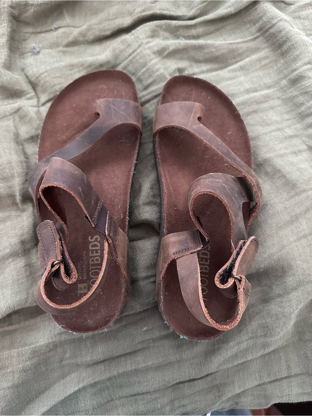 White Mountain Brown Leather Strap Sandals